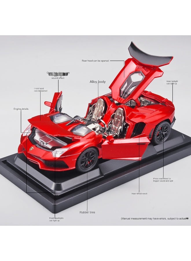 LAMBORGHINI 1:32 Lamborghini Convertible Sports Car Alloy Car Diecast Metal Model Sound Light Pull Back Toy Miniatures Gift for Children  - Image 2