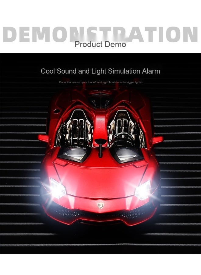 LAMBORGHINI 1:32 Lamborghini Convertible Sports Car Alloy Car Diecast Metal Model Sound Light Pull Back Toy Miniatures Gift for Children  - Image 4