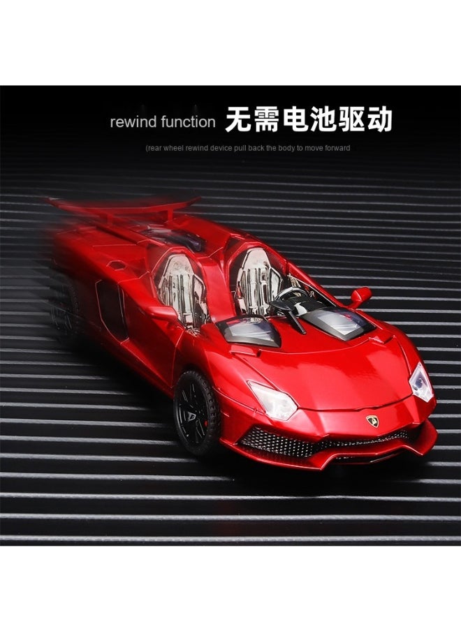 LAMBORGHINI 1:32 Lamborghini Convertible Sports Car Alloy Car Diecast Metal Model Sound Light Pull Back Toy Miniatures Gift for Children  - Image 5
