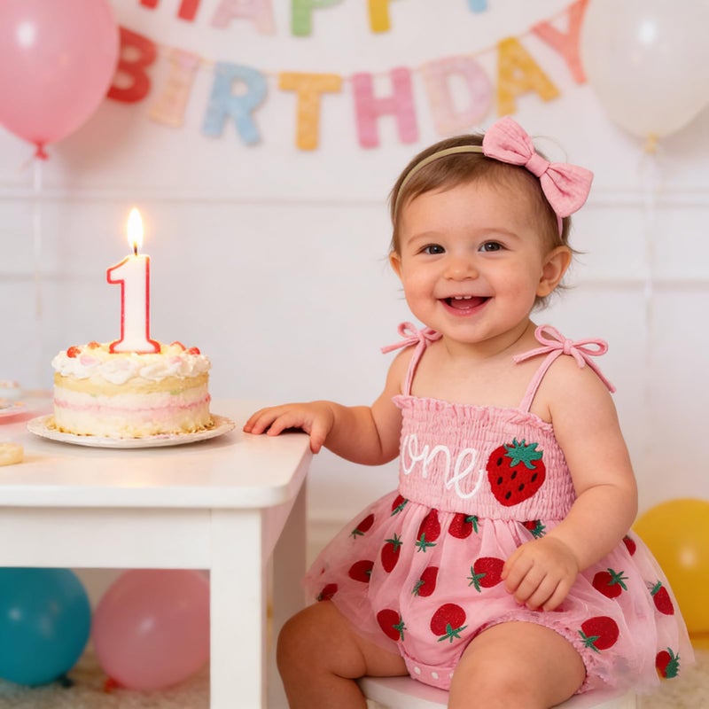 TITKKOP Baby Girl 1st Birthday Clothes One Year Old Tulle Romper Sleeveless Bodysuit Cake Smash Outfits(Pink4,9-12M) - Image 2