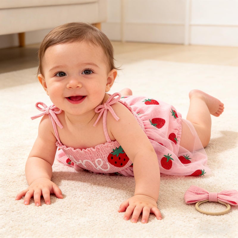 TITKKOP Baby Girl 1st Birthday Clothes One Year Old Tulle Romper Sleeveless Bodysuit Cake Smash Outfits(Pink4,9-12M) - Image 5