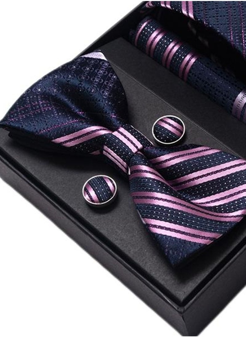 Generic - 5 pcs high-end tie for men business professional formal tie bow tie cufflinks square scarf fashion accessories gift box - Image 1
