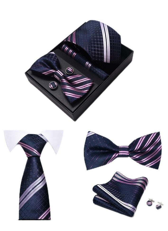 Generic - 5 pcs high-end tie for men business professional formal tie bow tie cufflinks square scarf fashion accessories gift box - Image 1