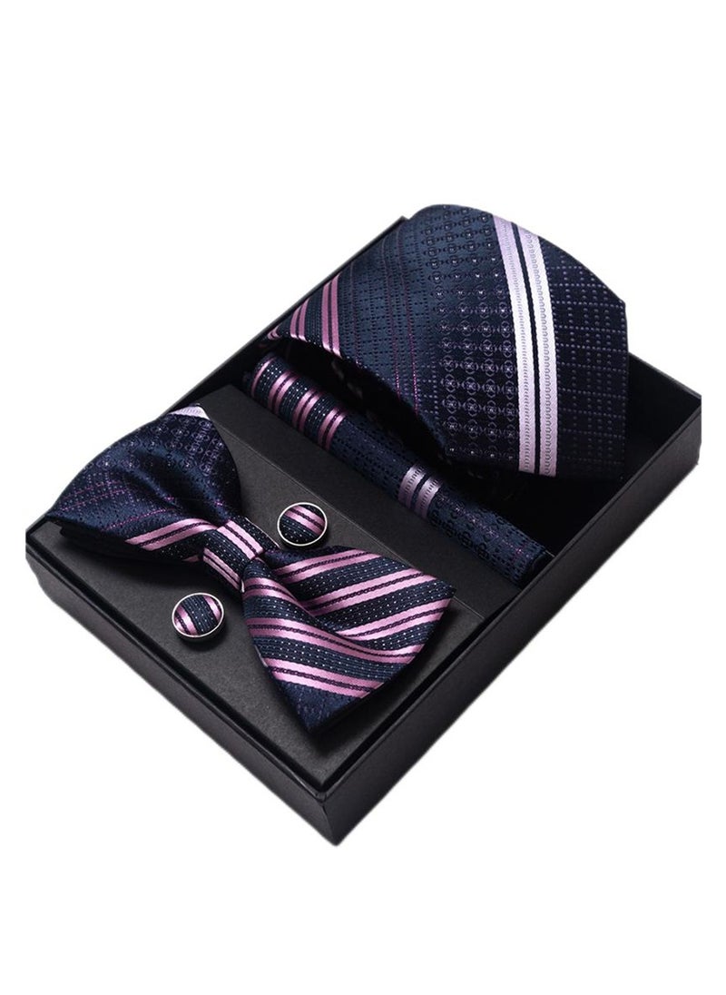Generic - 5 pcs high-end tie for men business professional formal tie bow tie cufflinks square scarf fashion accessories gift box - Image 1