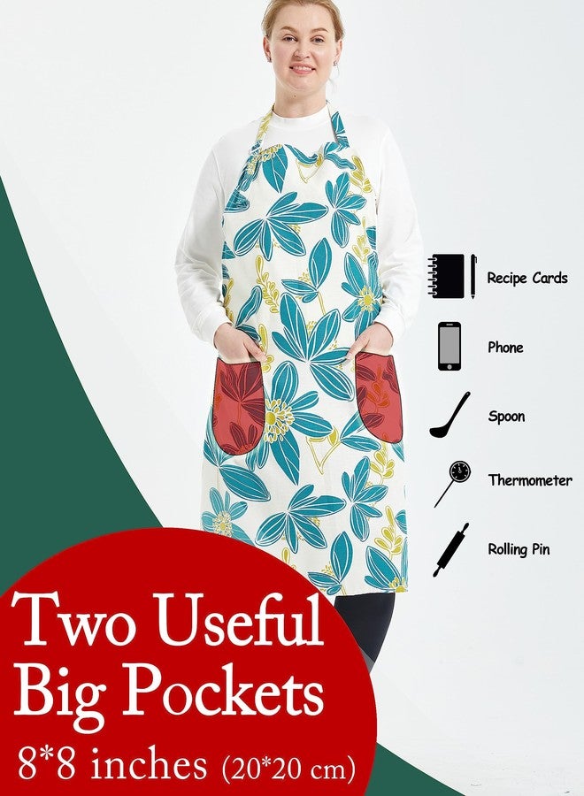 APRONNER Cotton Linen Baking Plus Size Aprons for Women with Pockets Kitchen Cooking 2X-3X Pistil Petal - Image 3