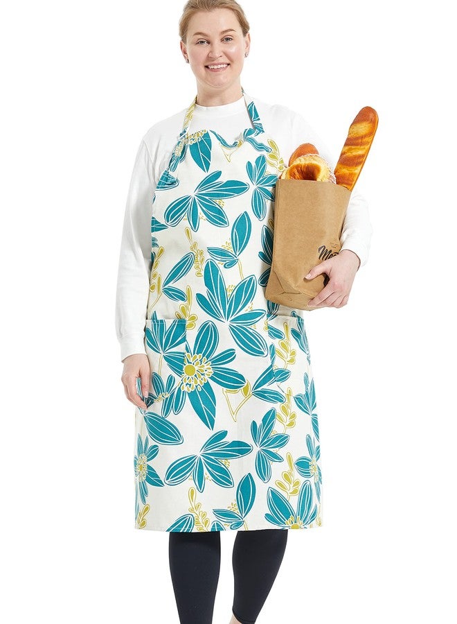 APRONNER Cotton Linen Baking Plus Size Aprons for Women with Pockets Kitchen Cooking 2X-3X Pistil Petal - Image 1