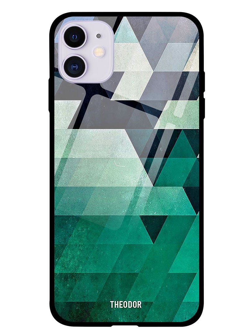Theodor Protective Tempered Glass Case Cover IPHONE 12 6.1  Triangle Seacolor Pattern - Image 1