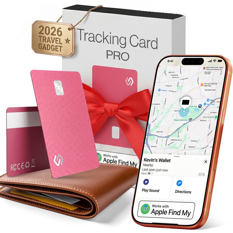 Spotminders. SPOTMINDERS Apple MFi Certified Credit Card Wallet Tracker PRO Pink iOS Only Travel Essentials for Women Works with Apple Find My Rechargeable Tracking Card IP68 007in Slim Item Finder for Passport - Image 2
