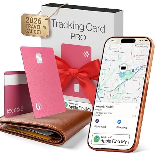 Spotminders. SPOTMINDERS Apple MFi Certified Credit Card Wallet Tracker PRO Pink iOS Only Travel Essentials for Women Works with Apple Find My Rechargeable Tracking Card IP68 007in Slim Item Finder for Passport - Image 1
