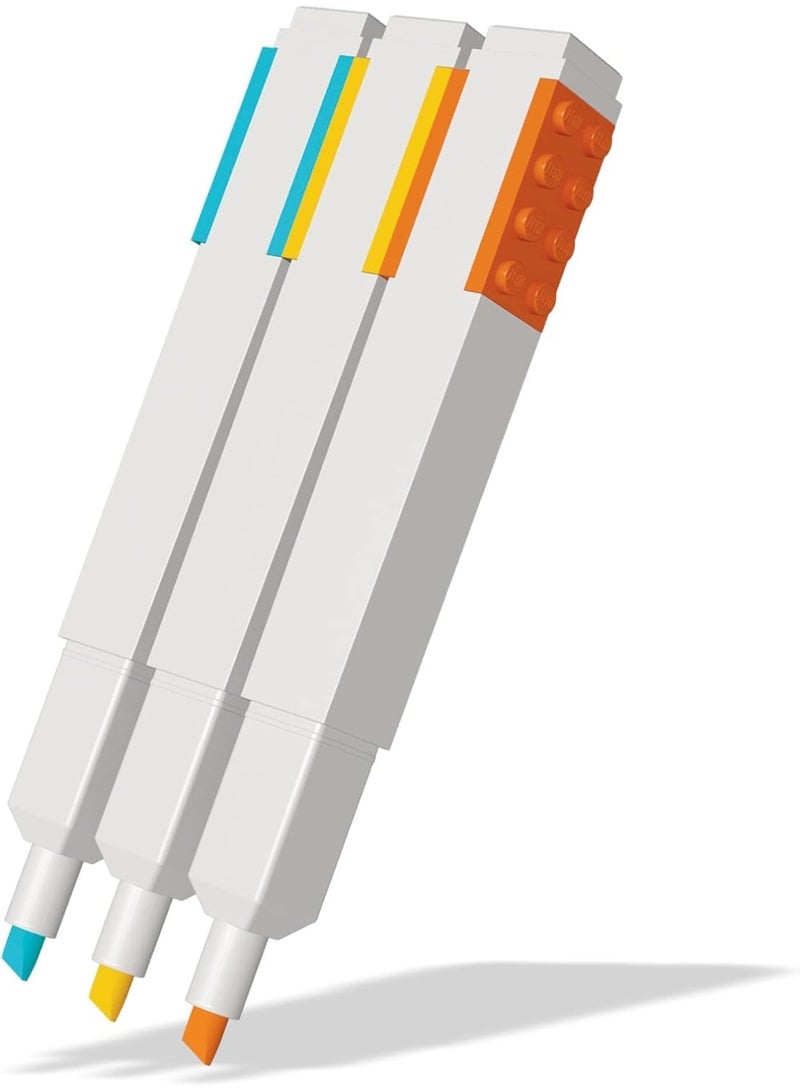 LEGO IQ Highlighter Markers 3-Pack – Yellow, Orange & Blue Chisel Tip Pens with 2x4 Building Bricks, Buildable Stationery Set for Kids & Adults - Image 5