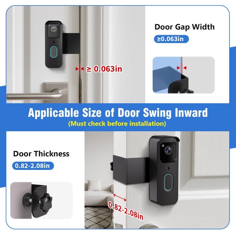 WDZREE Anti-Theft Blink Doorbell Mount, No-Drill Doorbell Door Mount Bracket for Blink Video Doorbell 2nd Gen, Not Block Doorbell Motion Sensor Blink Doorbell Camera Accessories for Houses Apartments Office - Image 5