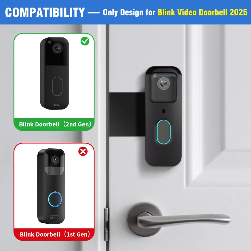 WDZREE Anti-Theft Blink Doorbell Mount, No-Drill Doorbell Door Mount Bracket for Blink Video Doorbell 2nd Gen, Not Block Doorbell Motion Sensor Blink Doorbell Camera Accessories for Houses Apartments Office - Image 2