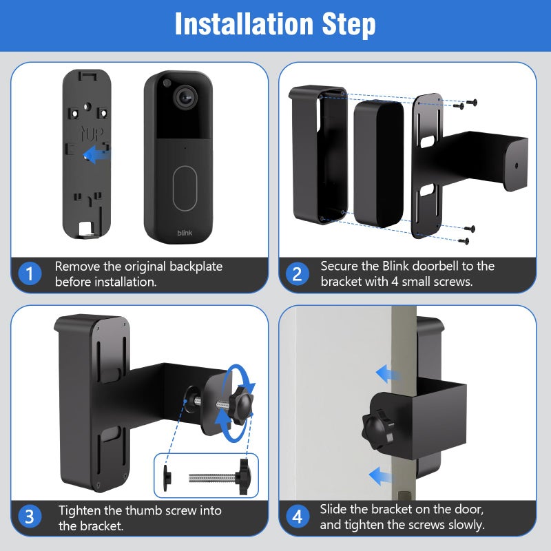 WDZREE Anti-Theft Blink Doorbell Mount, No-Drill Doorbell Door Mount Bracket for Blink Video Doorbell 2nd Gen, Not Block Doorbell Motion Sensor Blink Doorbell Camera Accessories for Houses Apartments Office - Image 4