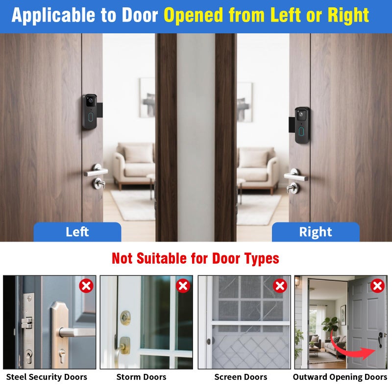 WDZREE Anti-Theft Blink Doorbell Mount, No-Drill Doorbell Door Mount Bracket for Blink Video Doorbell 2nd Gen, Not Block Doorbell Motion Sensor Blink Doorbell Camera Accessories for Houses Apartments Office - Image 3