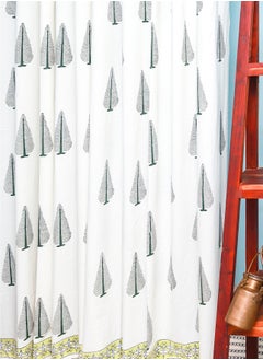 OJARIYA Green Leaf Design Hand Block Printed Premium Organic Cotton Curtains 274 X 152 Cm  - Image 4