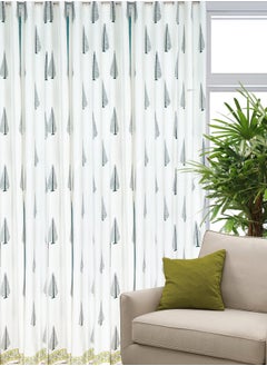 OJARIYA Green Leaf Design Hand Block Printed Premium Organic Cotton Curtains 274 X 152 Cm  - Image 2
