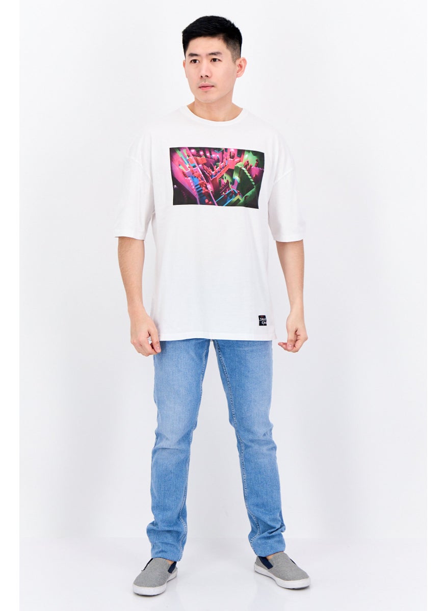 Bershka Men Crew Neck Short Sleeves Squid Game Print T-Shirt, White Combo  - Image 4