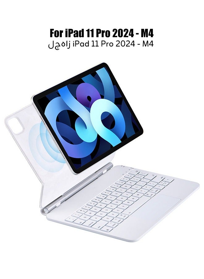 TUNKE Magic Keyboard for iPad 11 Pro 2024 - M4 English & Arabic with Magnetic Back Cover Smart Trackpad Backlit Keyboard Case  - Image 1