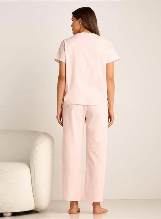 Splash FAV Textured Maternity Shirt and Pyjama Set