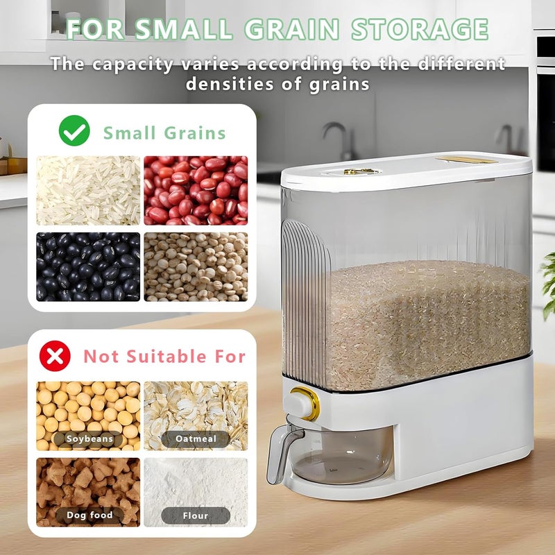 BERGFBV Rice Storage Container 10kg, Clear Food Grain Dispenser with Date Dial & Measuring Cup, Space-Saving Organizer for Rice, Cereal, Pet Food, Pasta - Image 5