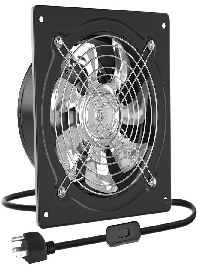 HG Power 10 Inch Metal Exhaust Fan with Switch, 988 CFM Powerful Garage Exhaust Fan with Damper, Potable Wall Mount Fan Fume Extractor Ventilation Fan for Shop, Shed, Basement, Chicken Coop, Black - Image 1