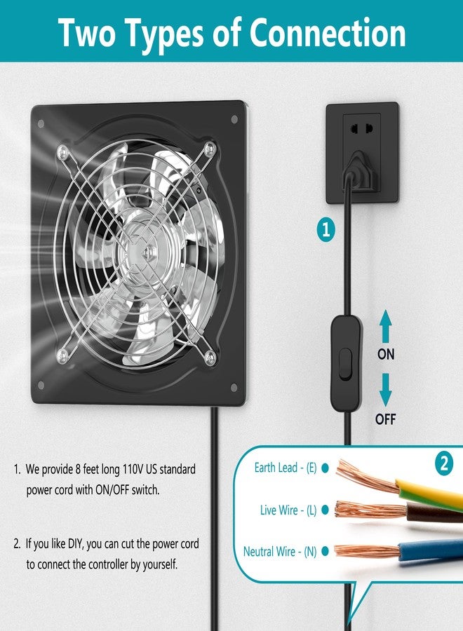 HG Power 10 Inch Metal Exhaust Fan with Switch, 988 CFM Powerful Garage Exhaust Fan with Damper, Potable Wall Mount Fan Fume Extractor Ventilation Fan for Shop, Shed, Basement, Chicken Coop, Black - Image 3