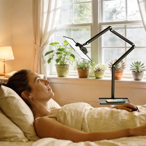 Houele Tablet Floor Stand with Remote Page Turner, iPad Floor Stand Kindle Holder with Removable Tray for Bed, Height Adjustable Tablet Mount iPad Holder for 4.7" -15.6" Kindles iPads and Phones - Image 5