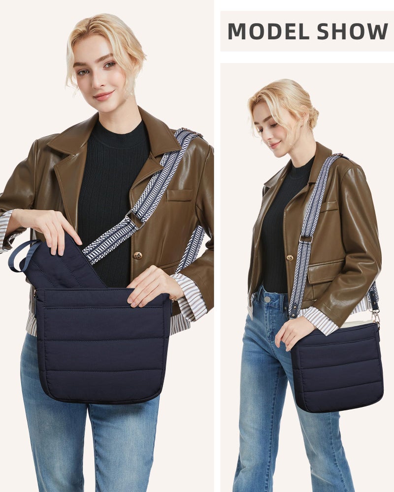 BAVERGE Purses for Women 2PCS Puffer Quilted Crossbody Shoulder Hobo Bags Trendy Ladies Handbag with Coin Wallet 2 Adjustable Straps - Image 2