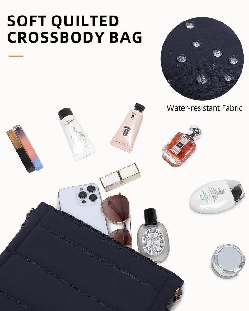 BAVERGE Purses for Women 2PCS Puffer Quilted Crossbody Shoulder Hobo Bags Trendy Ladies Handbag with Coin Wallet 2 Adjustable Straps - Image 5