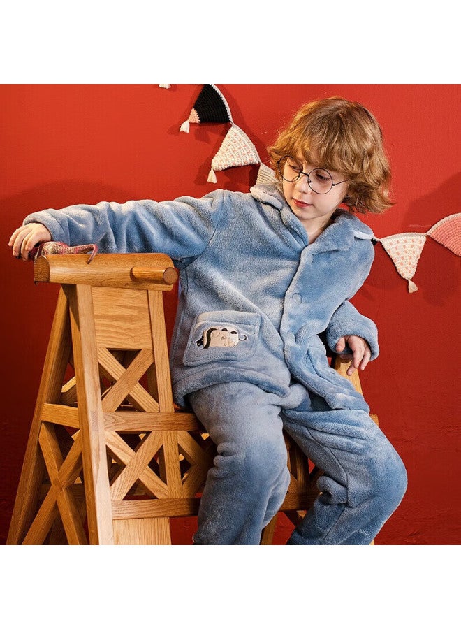 Fenton Fenteng Children's Pajamas For Boys, Flannel Cartoon Autumn Winter Lapel Boys' Sleepwear Loungewear Q9983740951 - Image 2