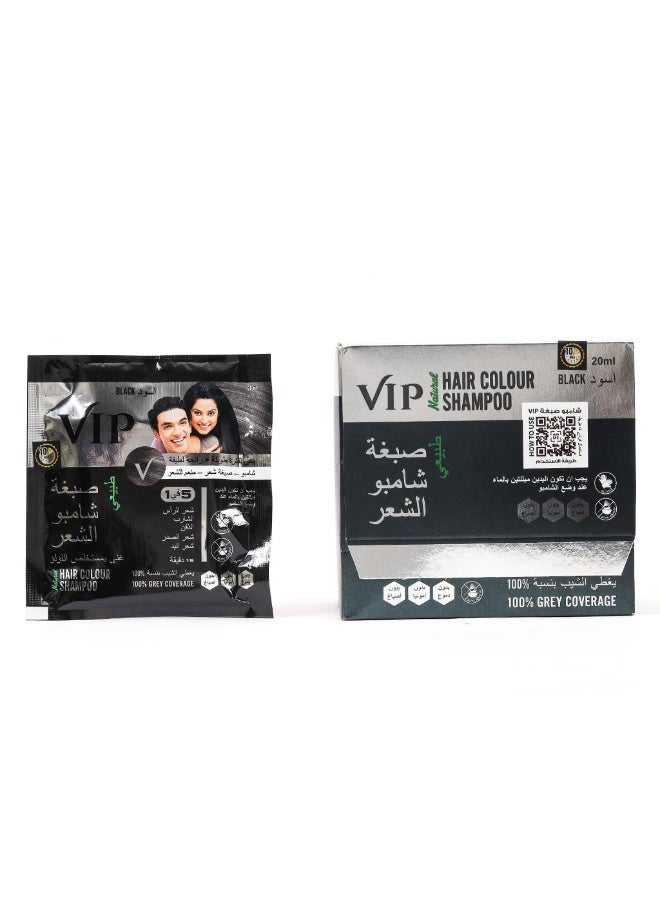 VIP Natural Hair Colour Shampoo Sachet 20ml, Color - Black