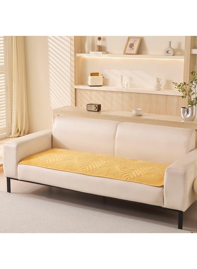 House of Quirk Sofa Covers Velvet Herringbone Chenille Fabric Furniture Protector 1/2/3/4 Seater Sofa Cover Slipcovers Anti-Slip Stretch Seat Mat (Four Seater, Yellow, 70x210cm) - Image 1