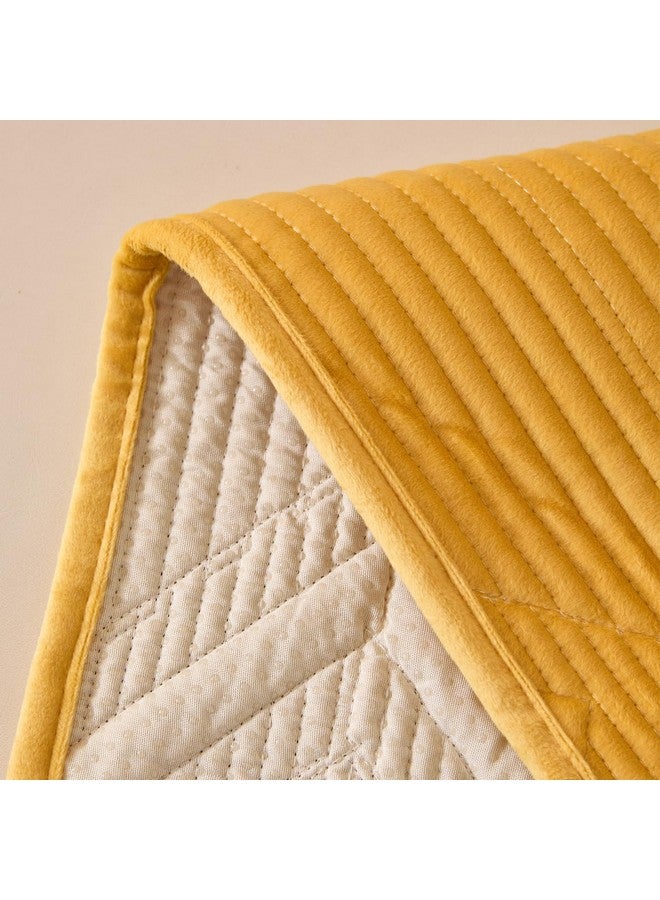 House of Quirk Sofa Covers Velvet Herringbone Chenille Fabric Furniture Protector 1/2/3/4 Seater Sofa Cover Slipcovers Anti-Slip Stretch Seat Mat (Four Seater, Yellow, 70x210cm) - Image 5