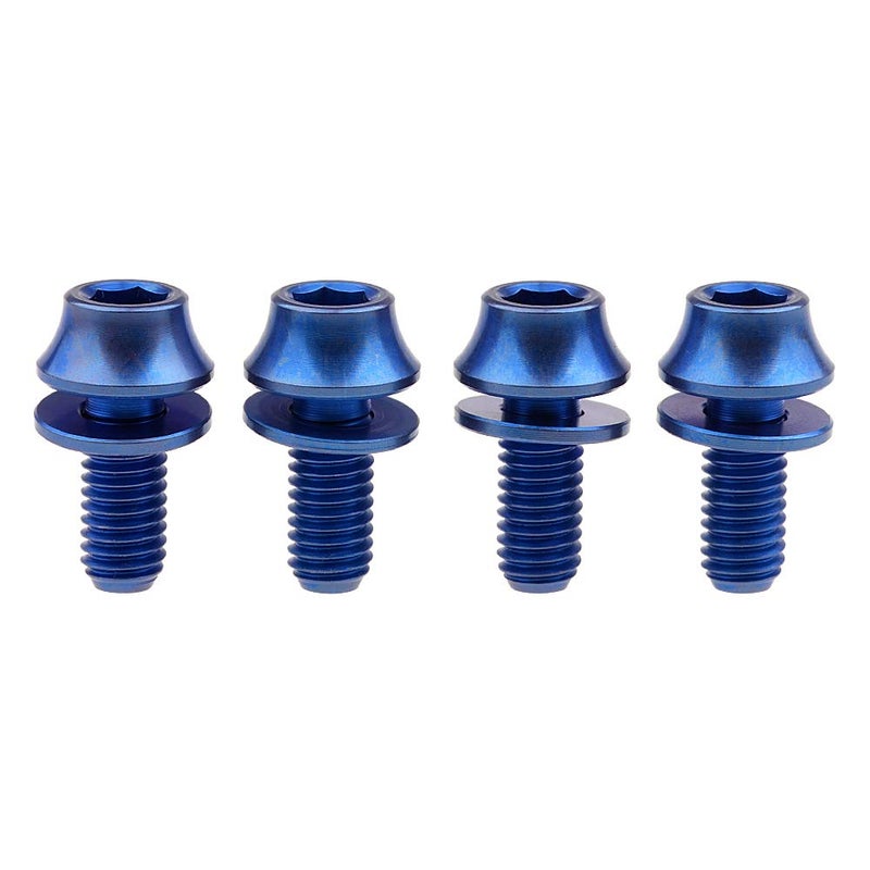 Wanyifa Titanium M5x12mm with Washers Bicycle Water Bottle Cage Hex Bolts Pack of 4 (Blue) - Image 5