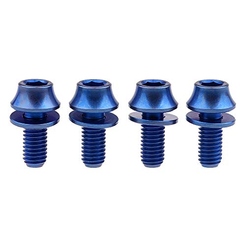 Wanyifa Titanium M5x12mm with Washers Bicycle Water Bottle Cage Hex Bolts Pack of 4 (Blue) - Image 1