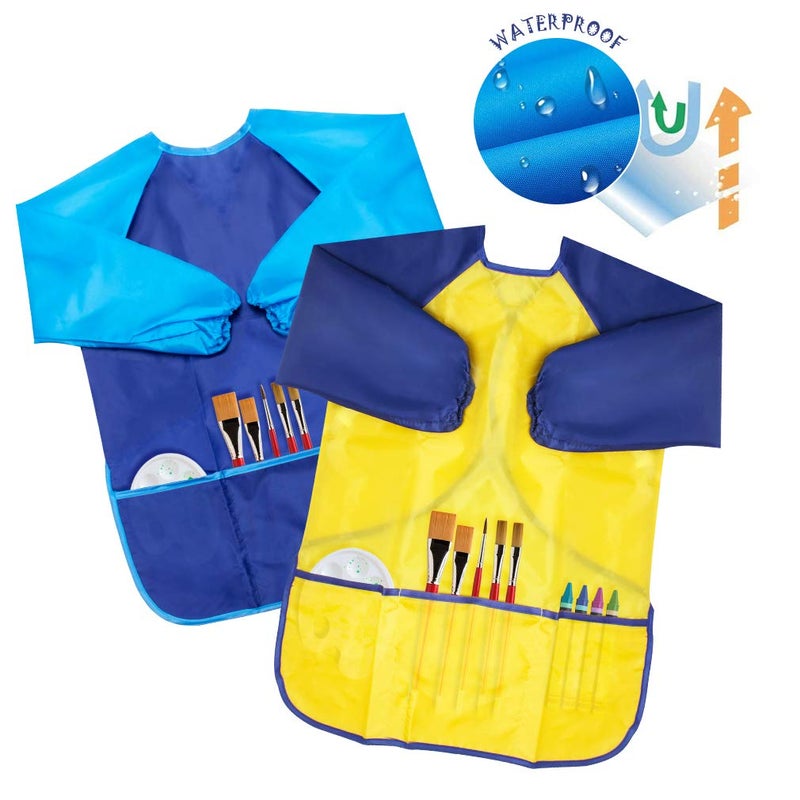 BAHABY Kids Art Smocks 2 Pack Painting Smock with Long Sleeve and 3 Pockets for Age 3-8 - Image 5