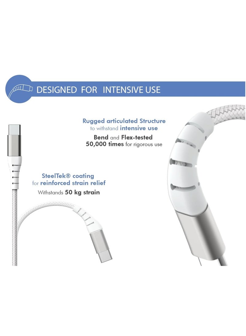 FORCE Force Power Lite USB A to USB C Reinforced Cable 2m Lifetime Warranty White - Image 4
