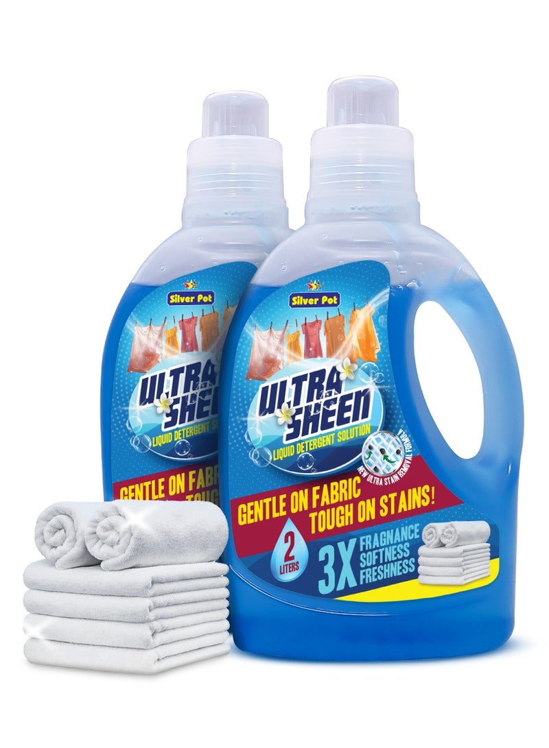 Silver Pot عبوة مزدوجة من مسحوق غسيل سائل أزرق – 2 × 2 لتر، تركيبة تنظيف عميق قوية، رائحة منعشة، مناسبة لجميع أنواع الغسالات - Image 1