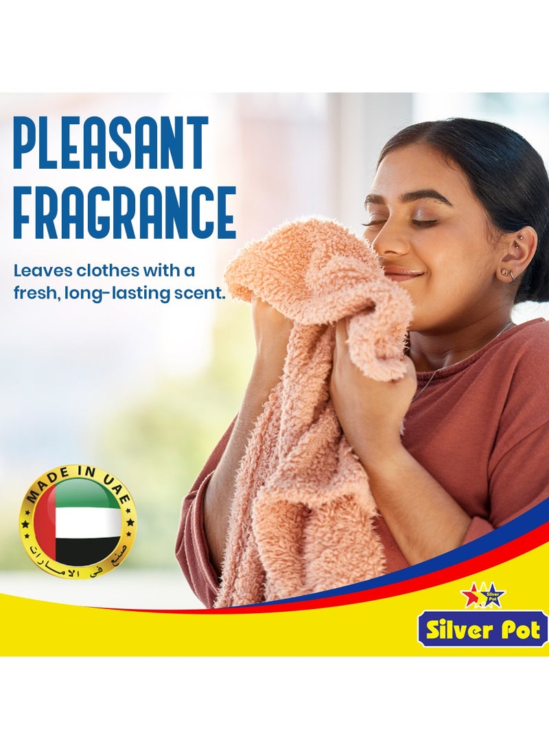 Silver Pot عبوة مزدوجة من مسحوق غسيل سائل أزرق – 2 × 2 لتر، تركيبة تنظيف عميق قوية، رائحة منعشة، مناسبة لجميع أنواع الغسالات - Image 3