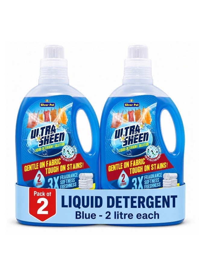 Silver Pot Blue Laundry Liquid Detergent (Pack of 2x2L) - Powerful Deep Cleaning Action, Long-Lasting Fresh Scent, Works in All Washing Machines - Image 1