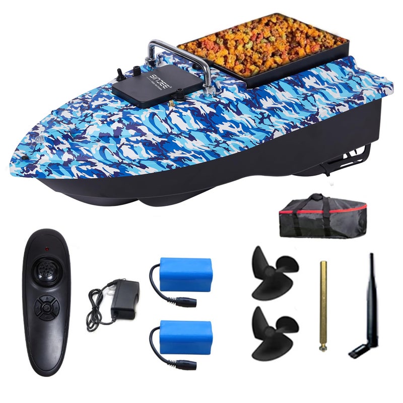SINJEE Bait Boat RC Fishing Bait Boat 546Yard Range Remote Control 44lb Loading Capacity Dual Motor Battery System LongRange Fishing Bait for Serious Anglers Camouflage Mix - Image 3
