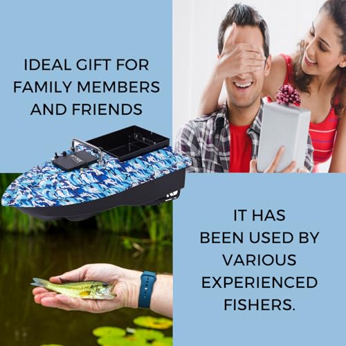 SINJEE Bait Boat RC Fishing Bait Boat 546Yard Range Remote Control 44lb Loading Capacity Dual Motor Battery System LongRange Fishing Bait for Serious Anglers Camouflage Mix - Image 5