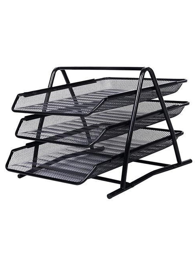 ECVV ECVV Desk Deposit Tray 3 Layer A4 Metal tray Office Desk Organiser Paper office Mesh Document Basket File Paper Tray Letter Organiser Holder Desktop Accessories - Image 4