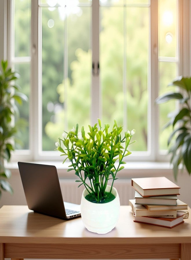 Tustao 1 Pack Fake Potted Plant, Artificial Greenery Plants for Indoor Home Bathroom Study Room Bathroom Faux Plant,Desk Plant Faux Plants,Artificial Plants and Greenery (Little Rice Potted Plants) - Image 3