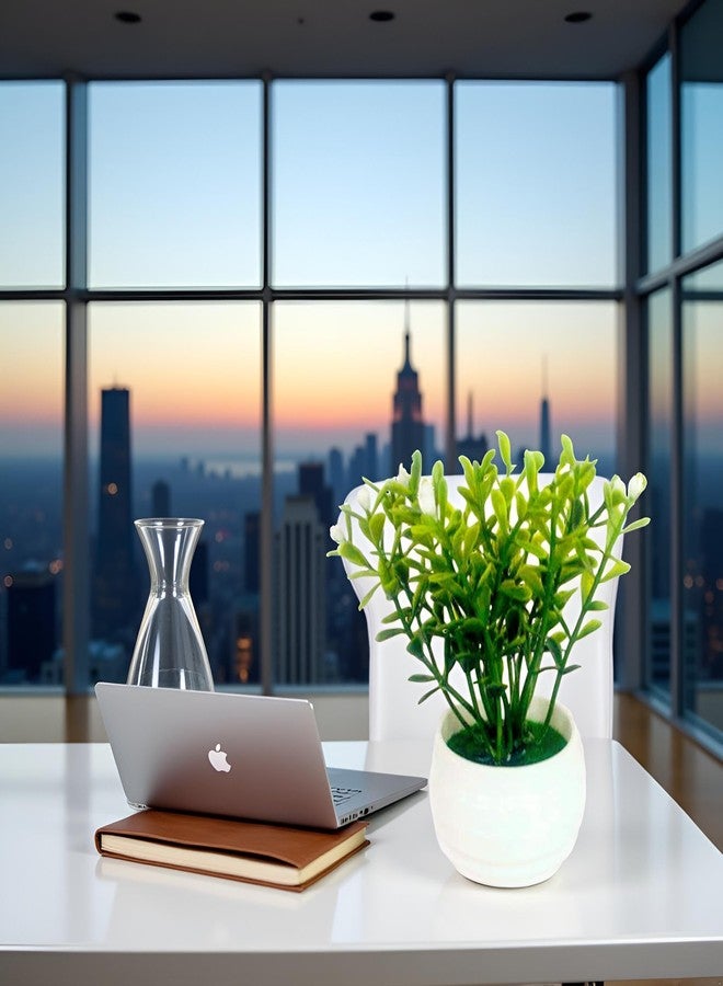 Tustao 1 Pack Fake Potted Plant, Artificial Greenery Plants for Indoor Home Bathroom Study Room Bathroom Faux Plant,Desk Plant Faux Plants,Artificial Plants and Greenery (Little Rice Potted Plants) - Image 2