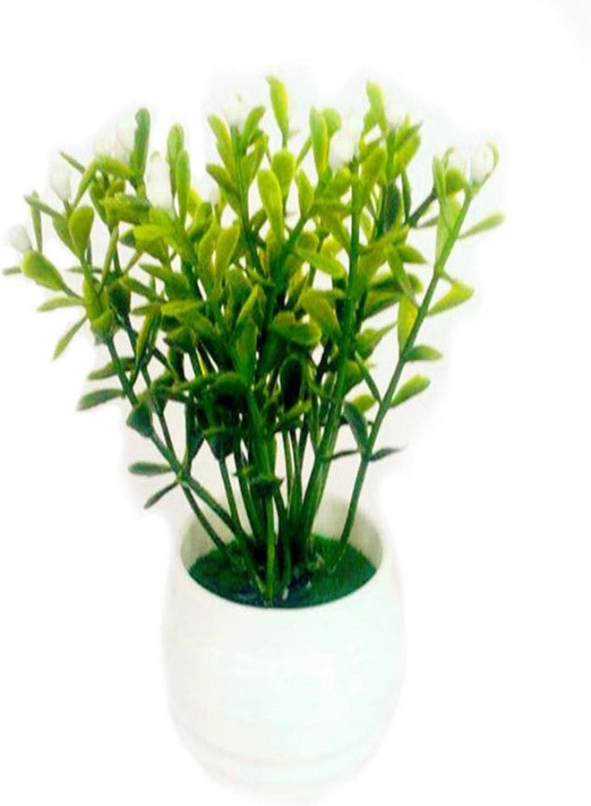 Tustao 1 Pack Fake Potted Plant, Artificial Greenery Plants for Indoor Home Bathroom Study Room Bathroom Faux Plant,Desk Plant Faux Plants,Artificial Plants and Greenery (Little Rice Potted Plants) - Image 1
