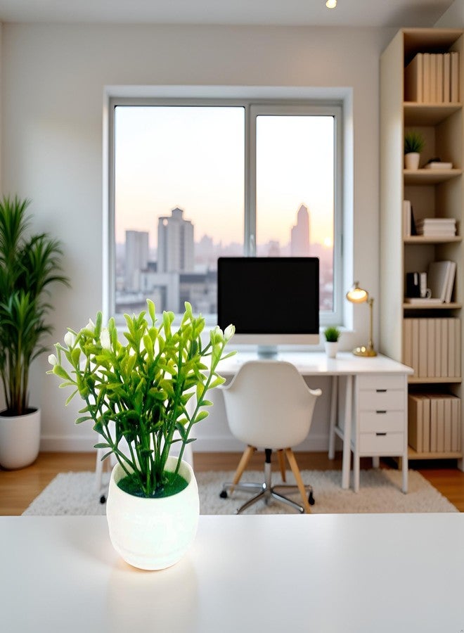 Tustao 1 Pack Fake Potted Plant, Artificial Greenery Plants for Indoor Home Bathroom Study Room Bathroom Faux Plant,Desk Plant Faux Plants,Artificial Plants and Greenery (Little Rice Potted Plants) - Image 5