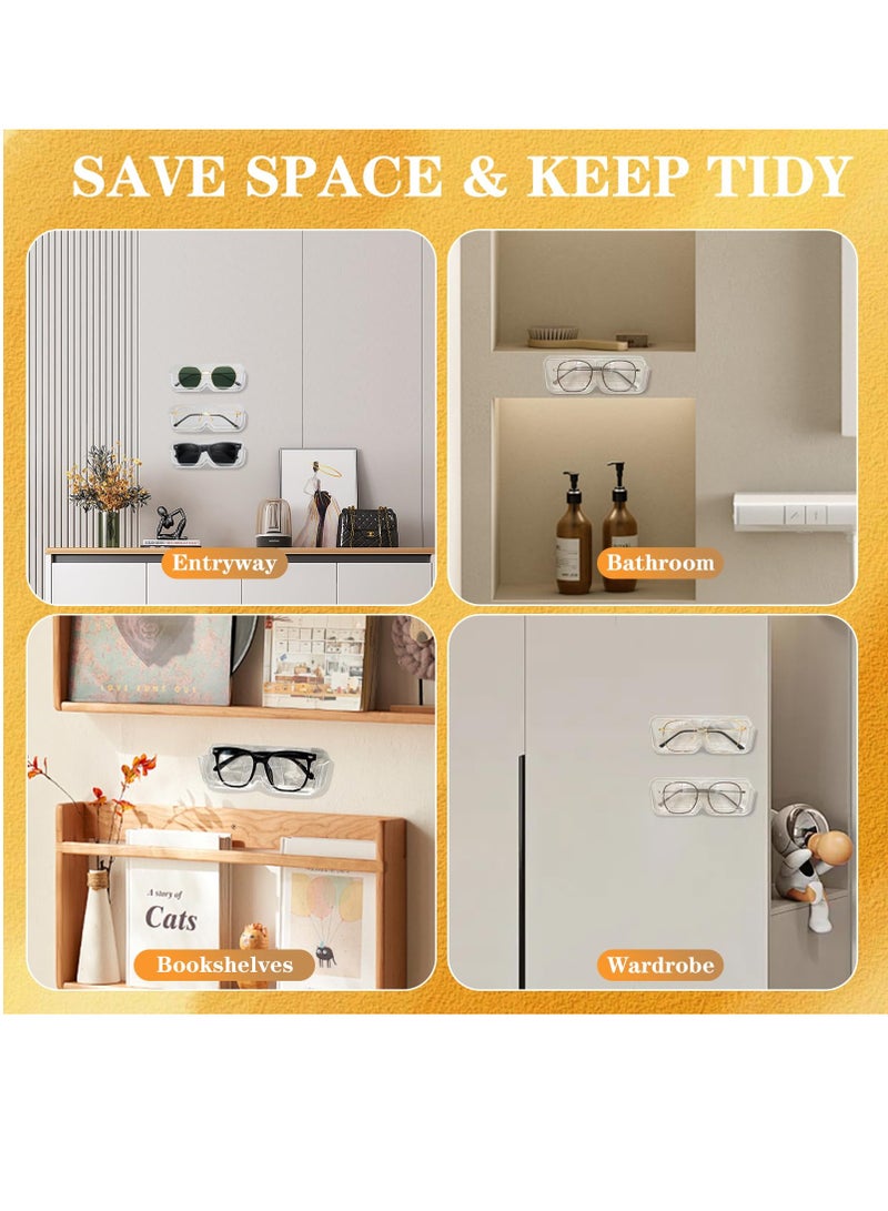 SYOSI Sunglasses Organizer, Wall Mounted Glasses Storage, Plastic Eyeglasses Stand, Eyewear Display, Case Glasses Organizer Easy Wall Mounted for Home Office Dorm Decor (3Pcs Clear Glasses Holder) - Image 5