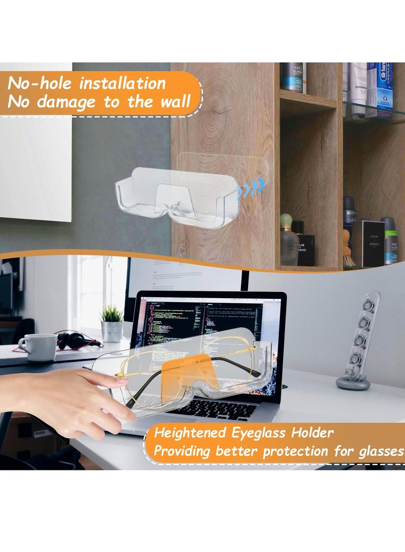 SYOSI Sunglasses Organizer, Wall Mounted Glasses Storage, Plastic Eyeglasses Stand, Eyewear Display, Case Glasses Organizer Easy Wall Mounted for Home Office Dorm Decor (3Pcs Clear Glasses Holder) - Image 2