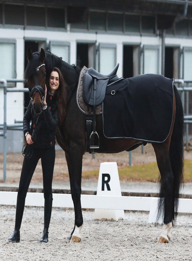 Horze Kiel Fleece Quarter Sheet - Black - Horse - Image 4